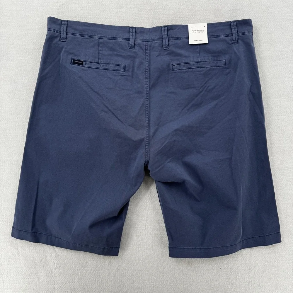 7 Diamonds Tasman Chino Shorts Mens 38 Blue Vintage Indigo‎ Cotton Spandex NWT